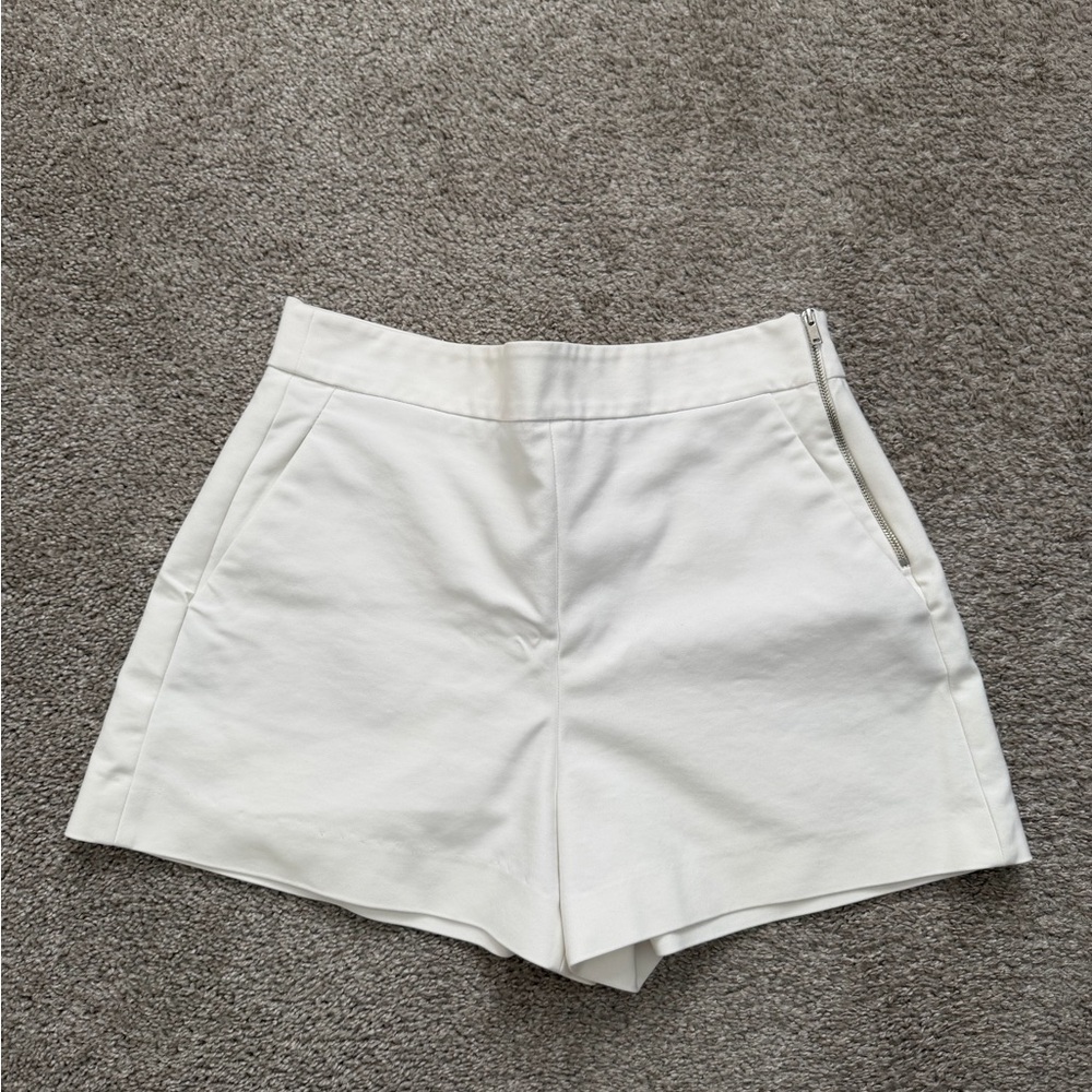 Zara Cream High-Waist Tailored Shorts with Side Zip